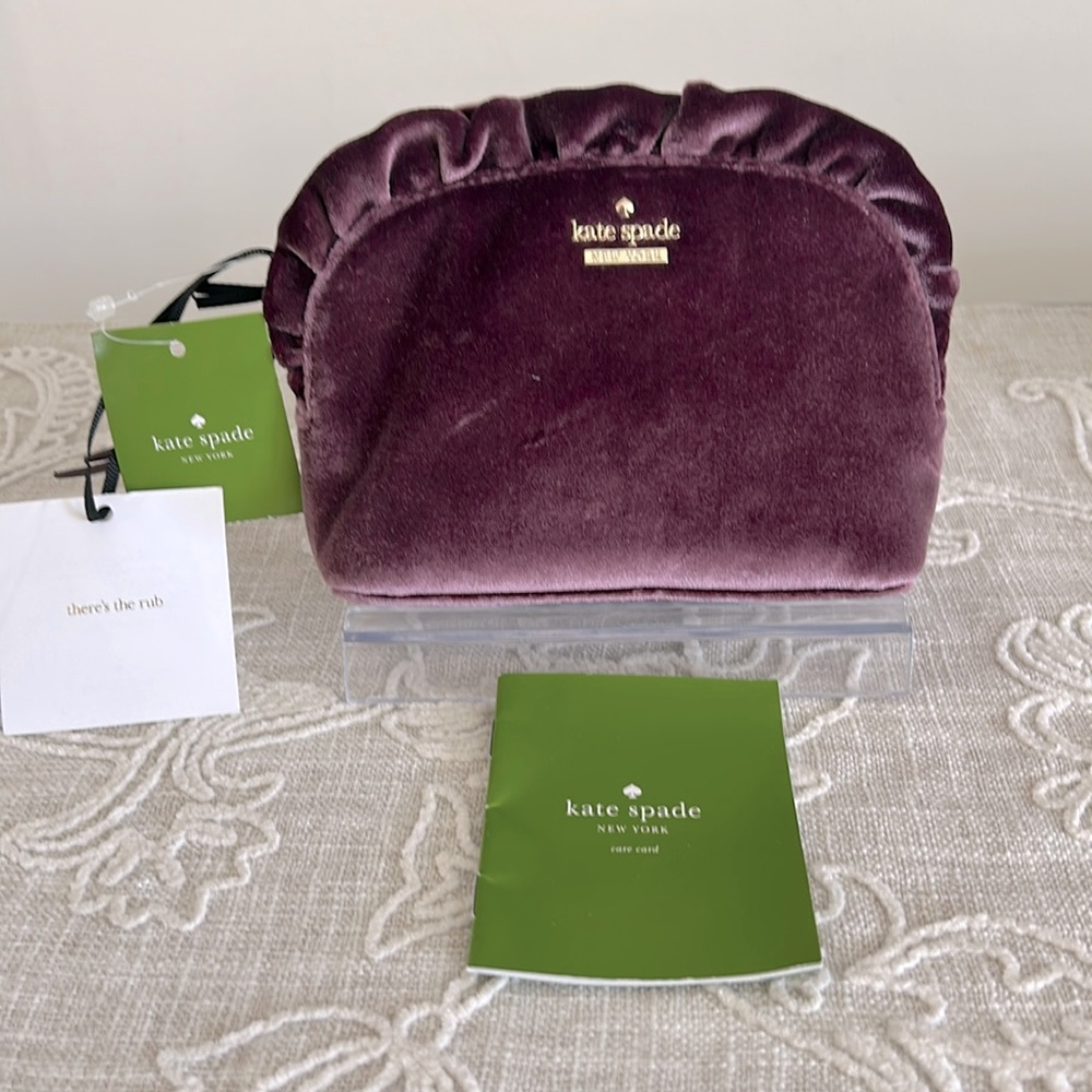 Kate Spade NWT Plum Velvet Mini Marcy Dawn Clutch Bag with Ruffle Detail